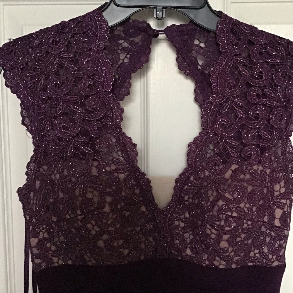 Purple elegant prom dress with lace